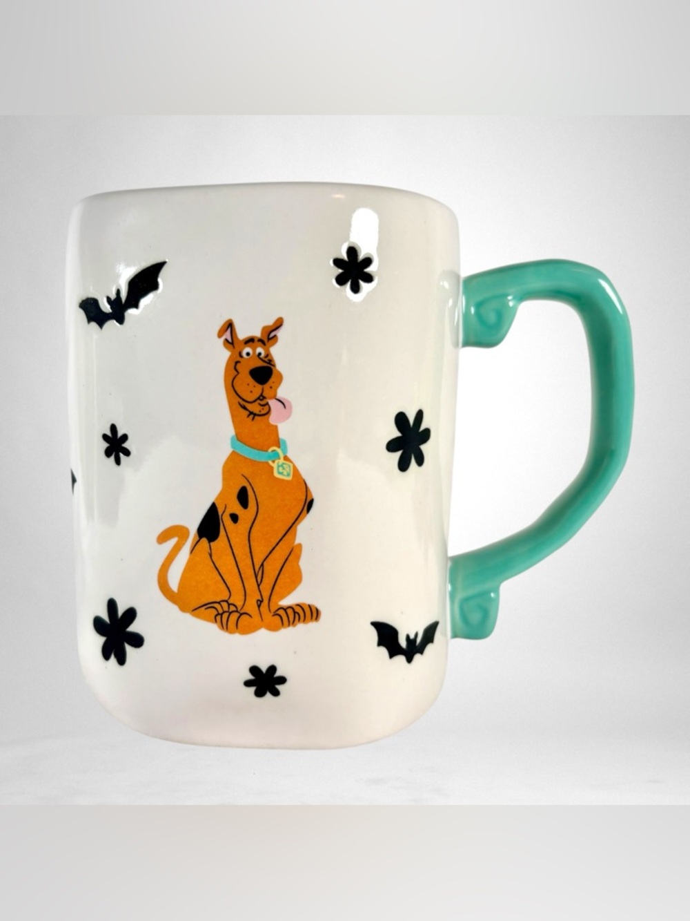 Rae Dunn SCOOBY DOOBY DOO Double Sided Mug With Bats And Flowers